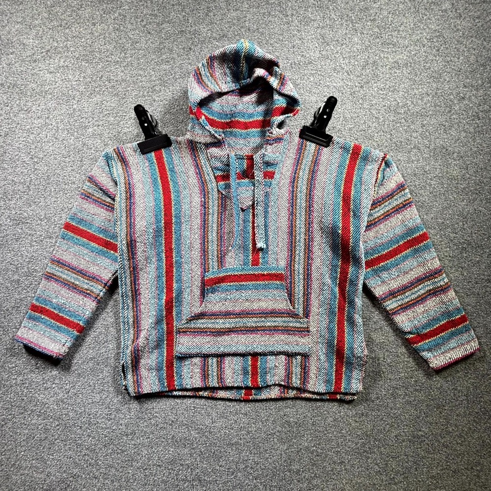 HI-ED Fashion Mexican Baja Hoodie XL Multicolor Jerga Stripe Drawstring Outdoors
